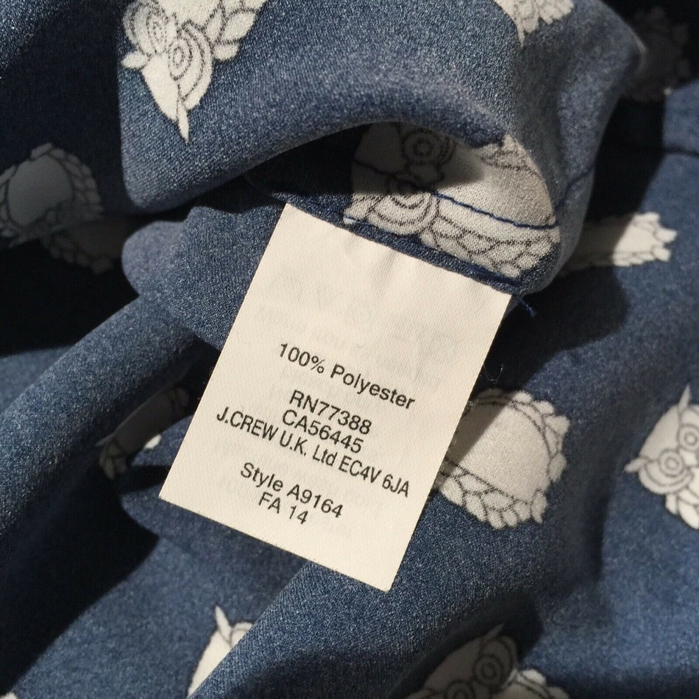 J. CREW Blue Owl Print Shirt critter Button Front Blouse - Picture 8 of 8